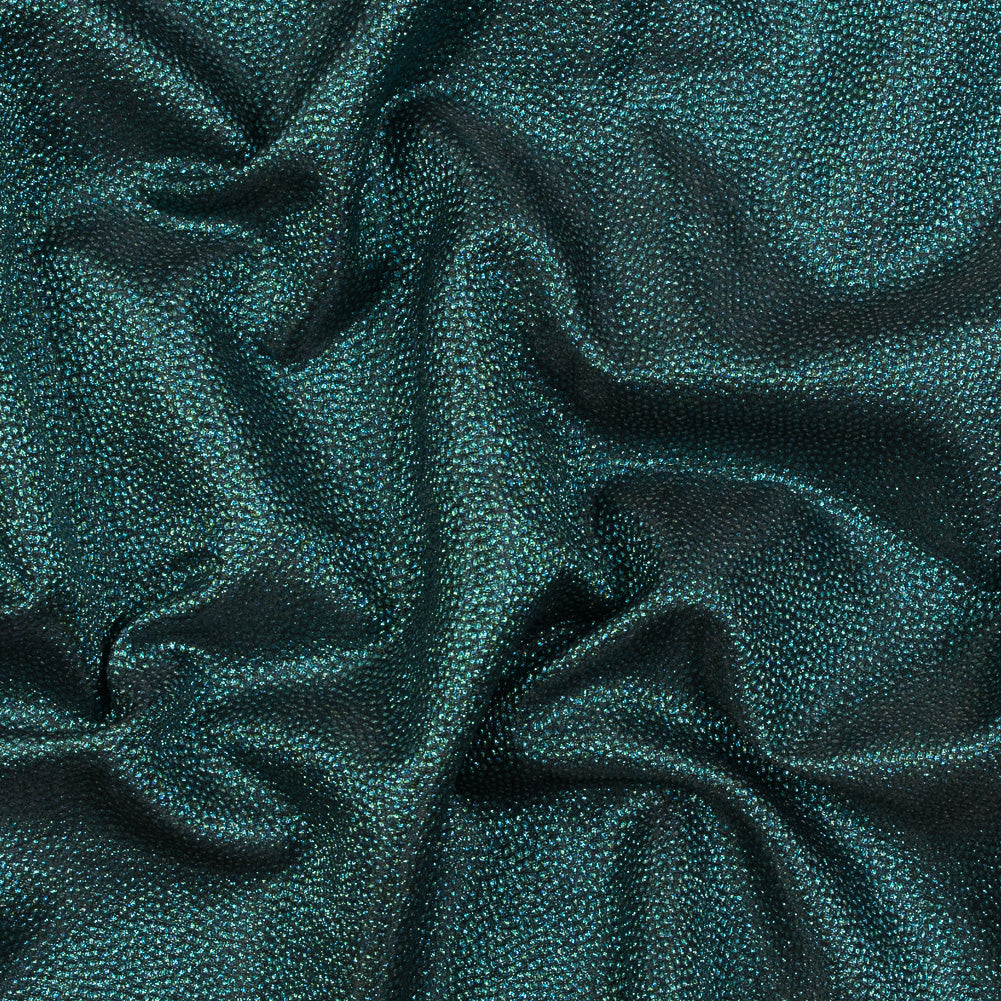 Metallic Teal and Black Cheetah Spotted Luxury Brocade