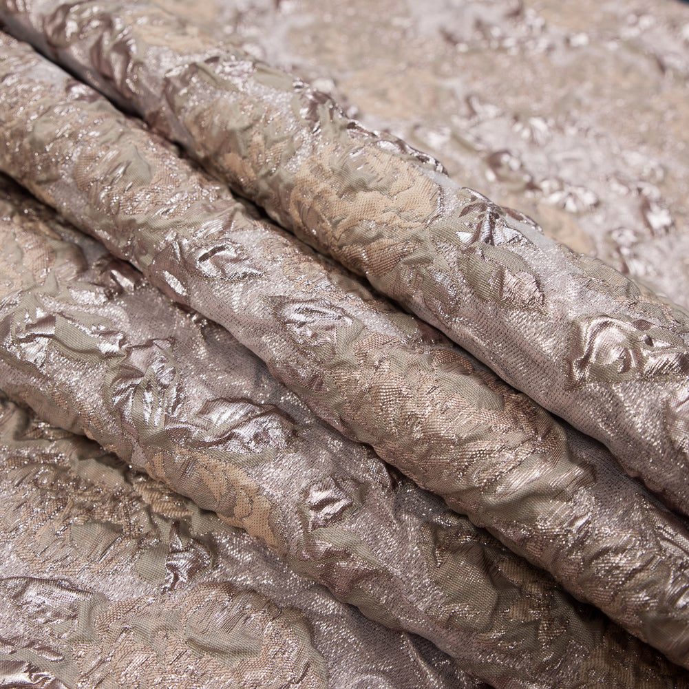 Beige and Rose Gold Luxury Floral Metallic Brocade - Detail