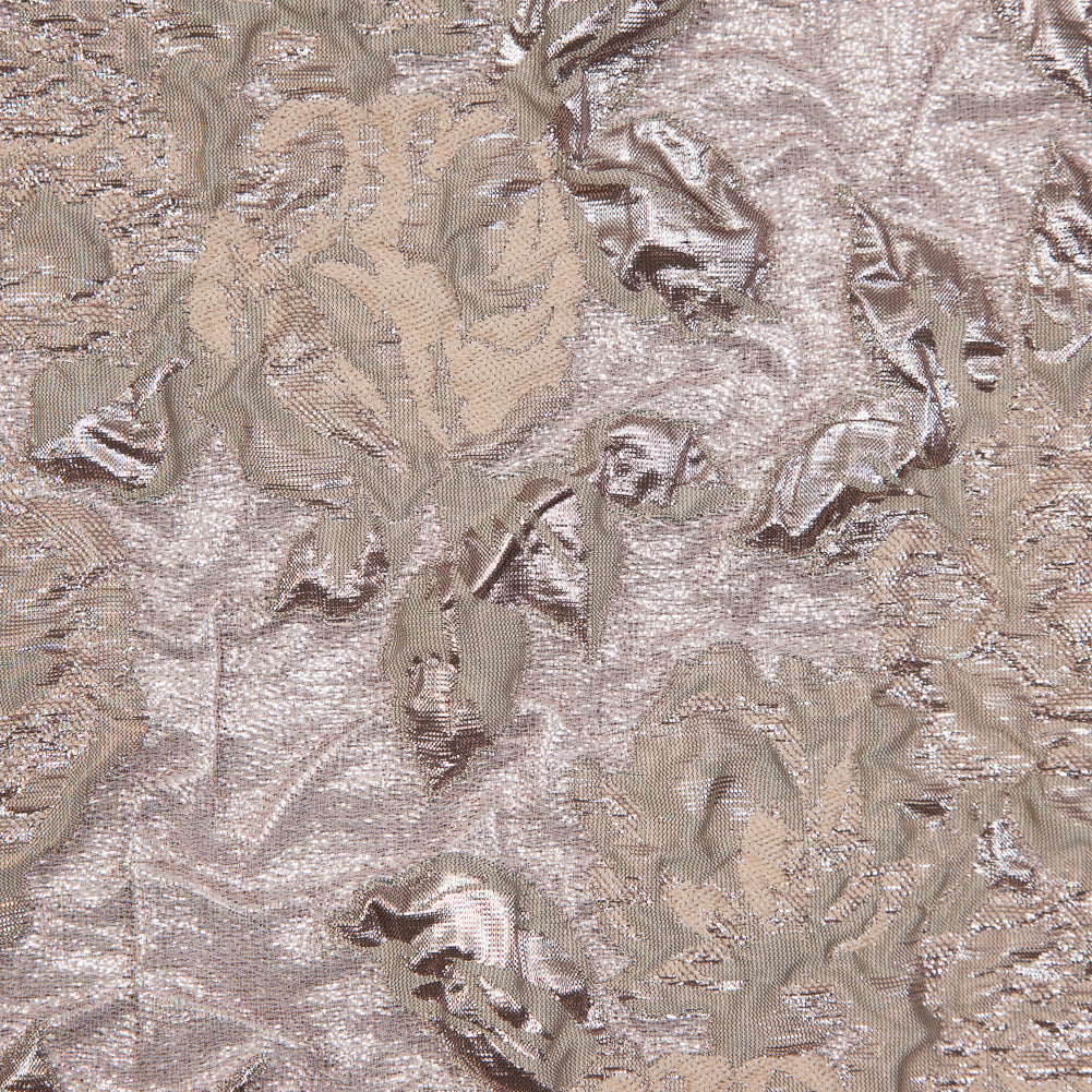 Beige and Rose Gold Luxury Floral Metallic Brocade - Full