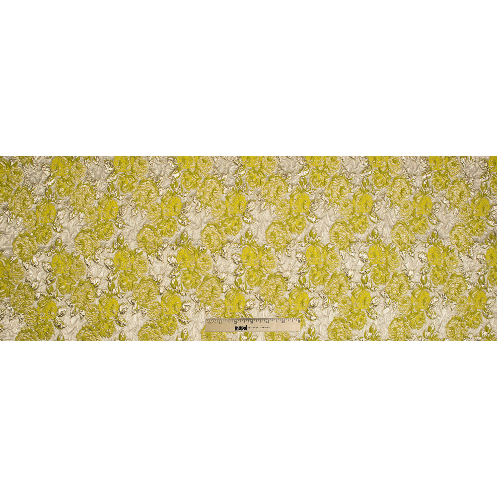 Lime Luxury Floral Metallic Brocade Folded