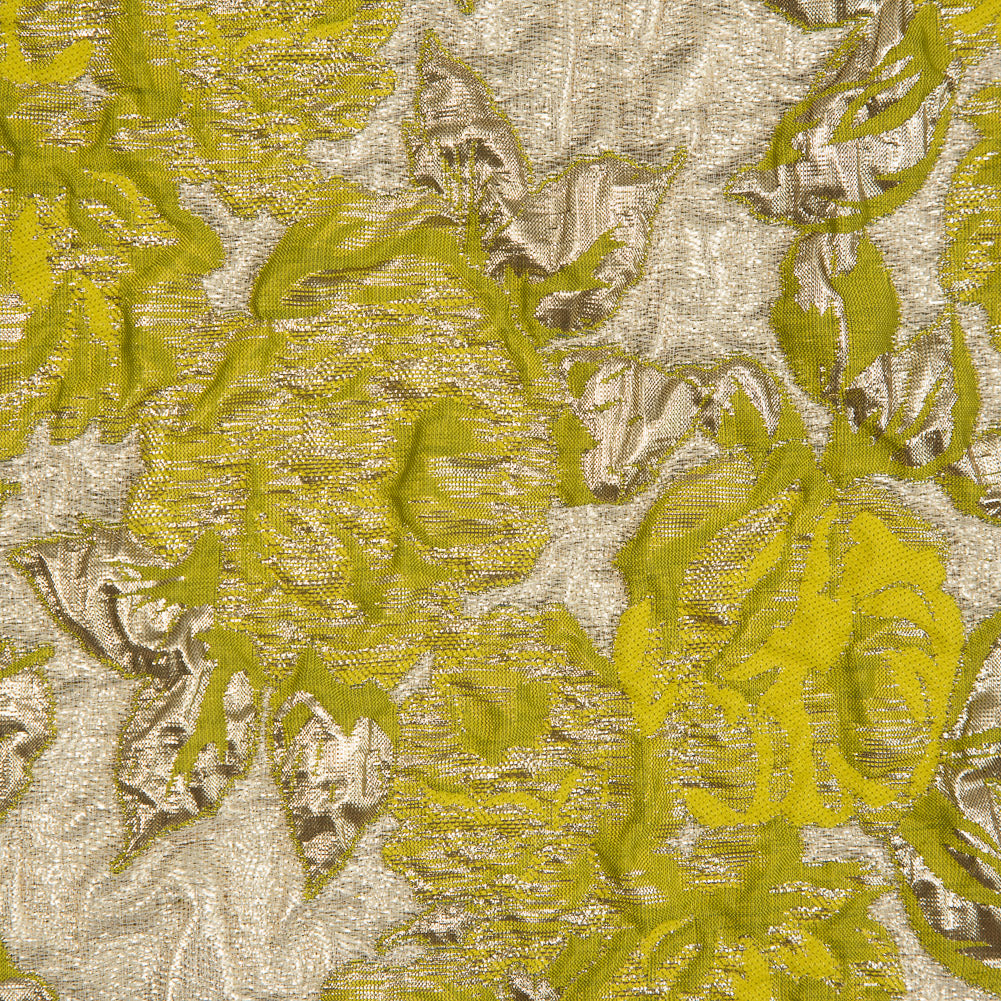 Lime Luxury Floral Metallic Brocade Full