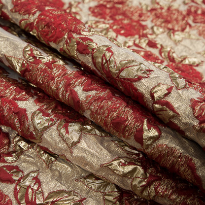 Red Luxury Floral Metallic Brocade - Detail