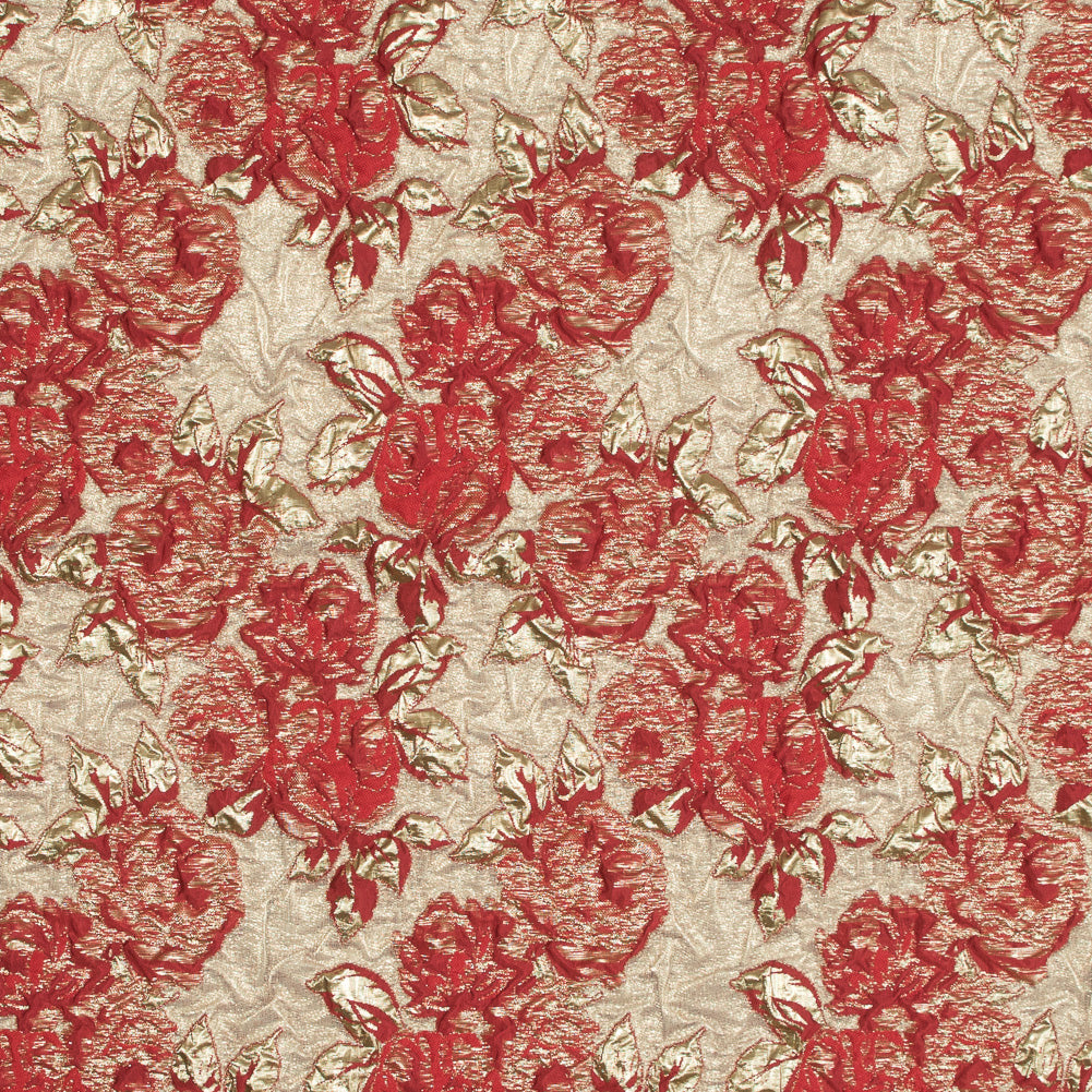 Red Luxury Floral Metallic Brocade