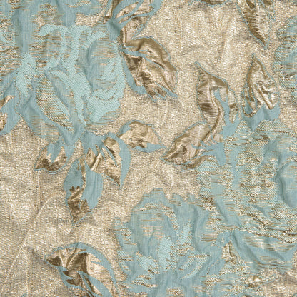 Seafoam Blue Luxury Floral Metallic Brocade - Full