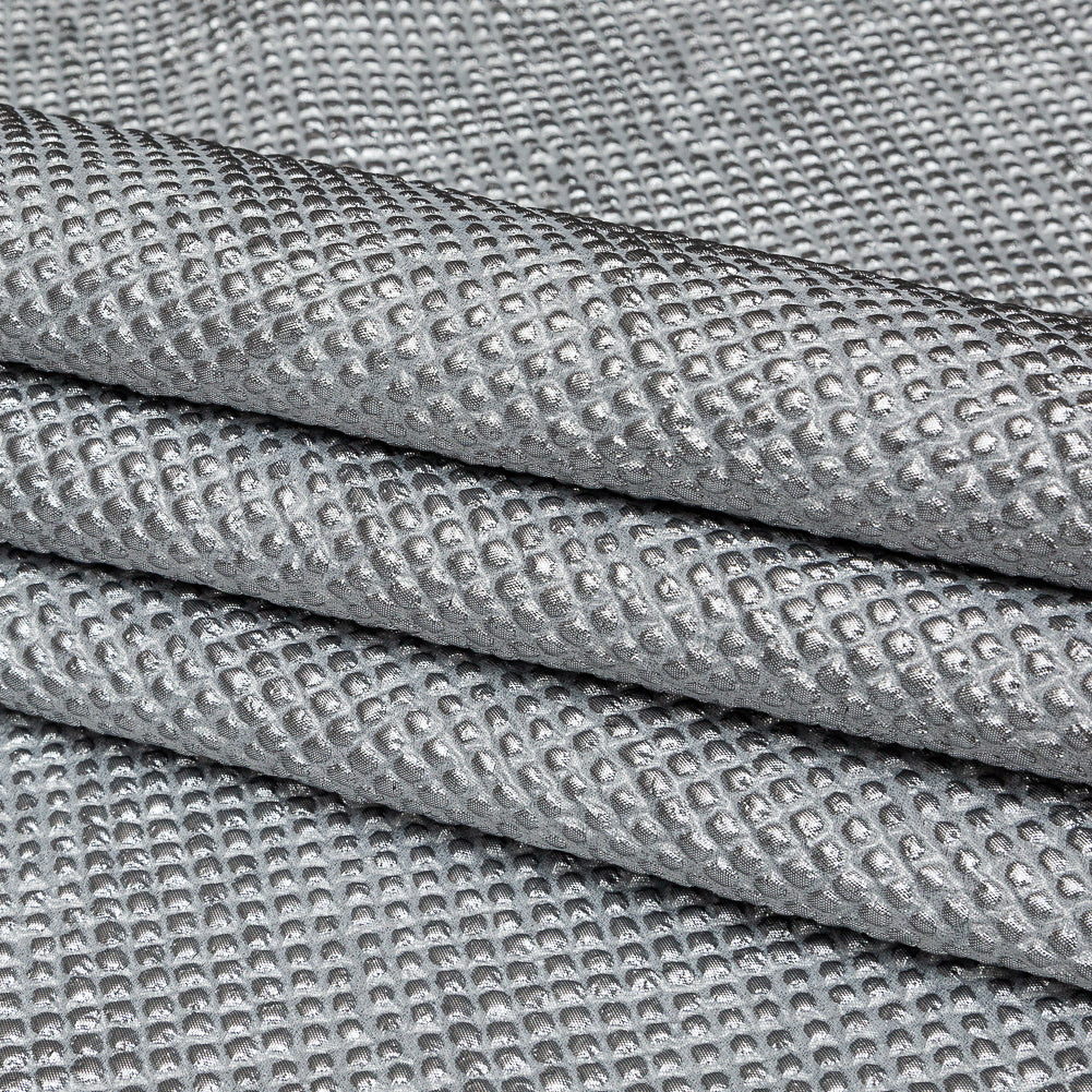 Metallic Silver Diamond Quilted Brocade - Folded