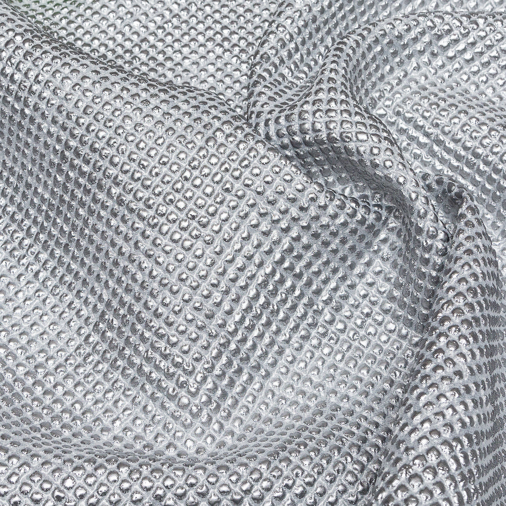 Metallic Silver Diamond Quilted Brocade - Detail