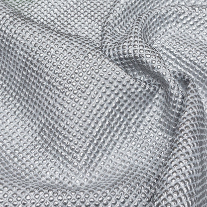 Metallic Silver Diamond Quilted Brocade - Detail