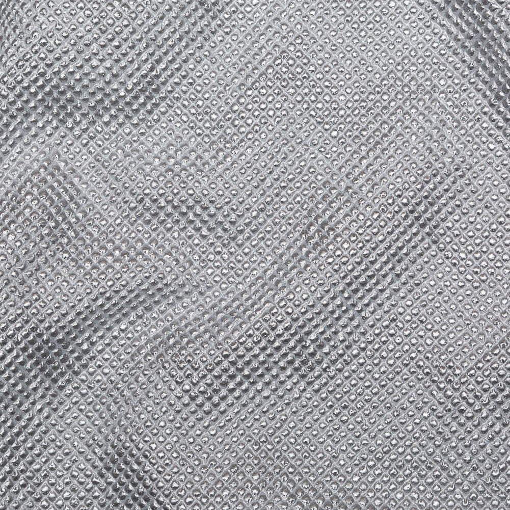 Metallic Silver Diamond Quilted Brocade
