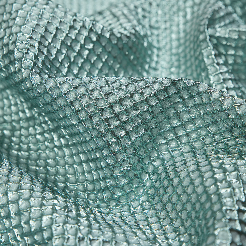 Metallic Mint Diamond Quilted Brocade - Full