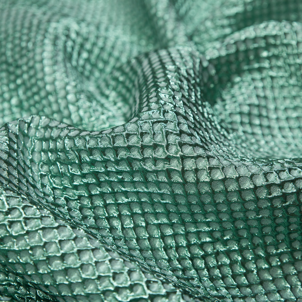 Metallic Green Diamond Quilted Brocade - Full