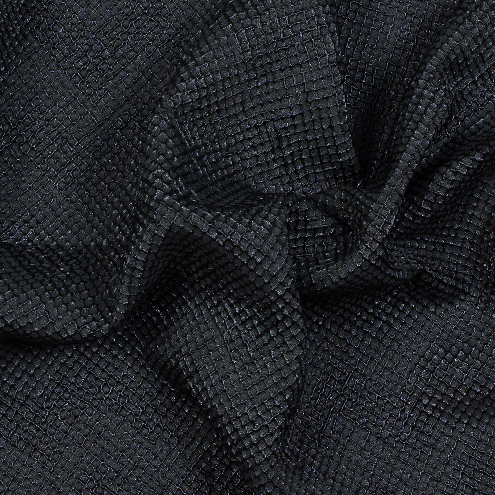Marylin Metallic Black and Navy Diamond Quilted Brocade