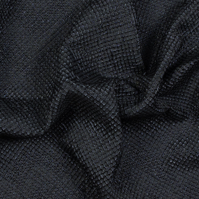 Marylin Metallic Black and Navy Diamond Quilted Brocade