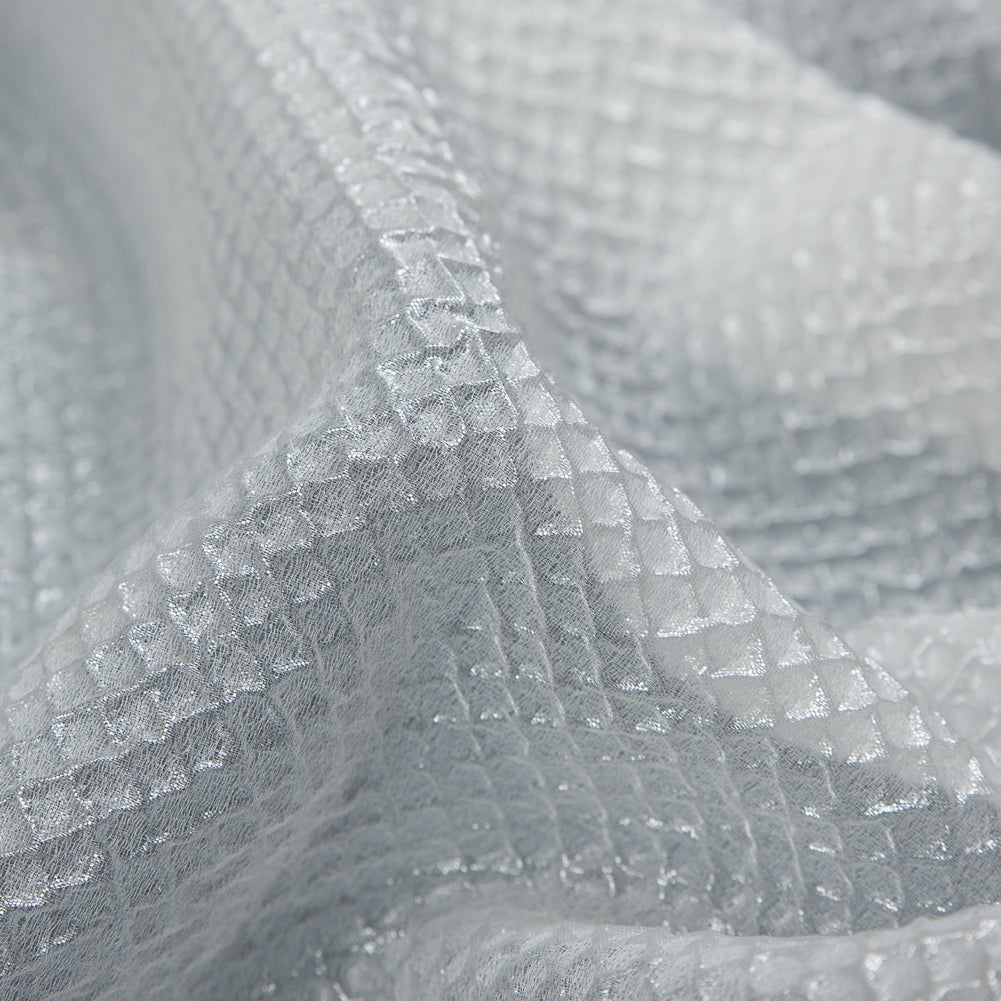 Metallic Transparent White Diamond Quilted Brocade - Full
