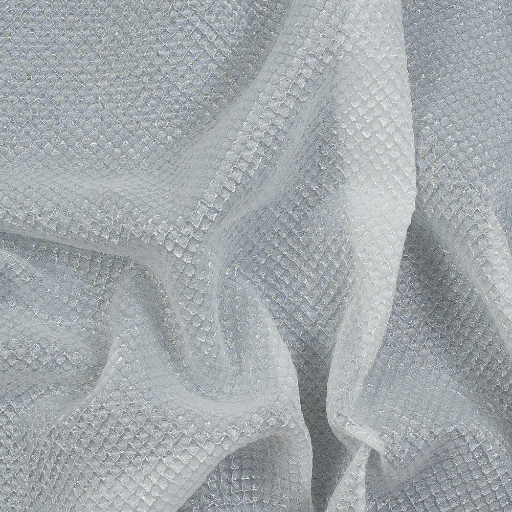 Metallic Transparent White Diamond Quilted Brocade