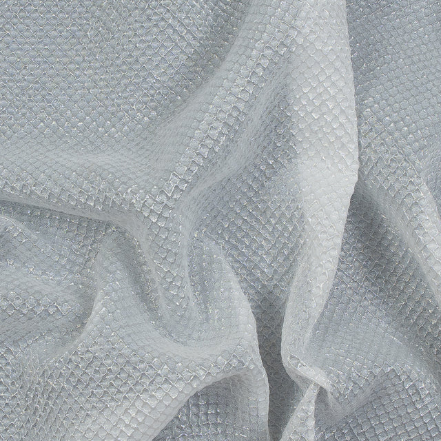 Metallic Transparent White Diamond Quilted Brocade