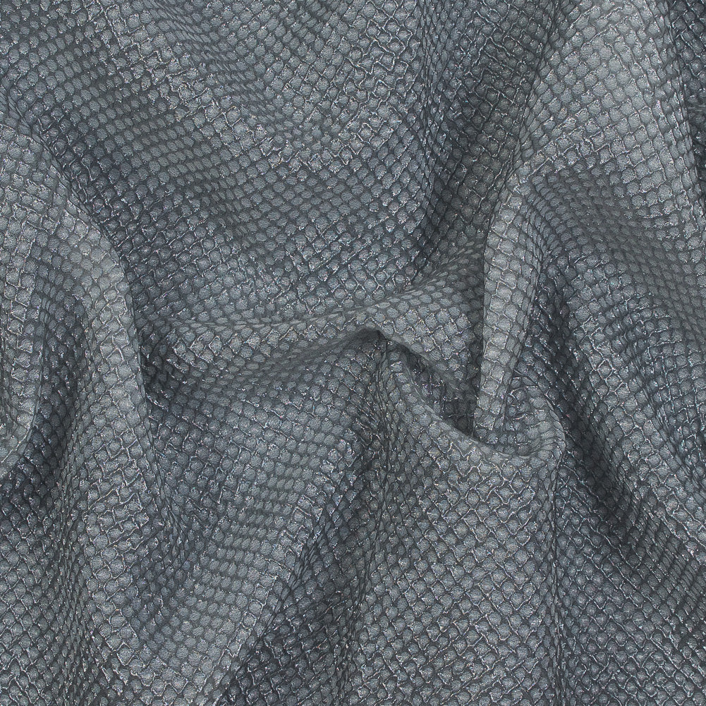 Metallic Transparent Gray Diamond Quilted Brocade
