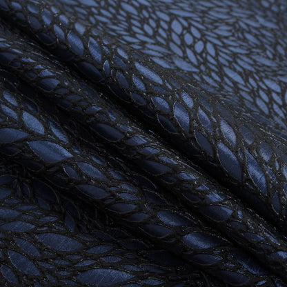 Blue and Black Luxury Abstract Metallic Brocade - Detail