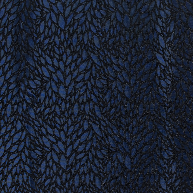Blue and Black Luxury Abstract Metallic Brocade
