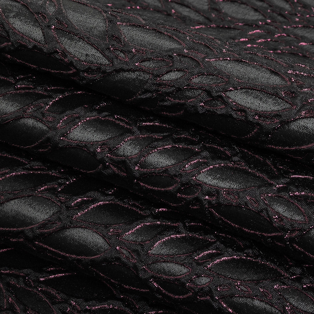 Black and Glistening Grape Luxury Abstract Metallic Brocade - Folded