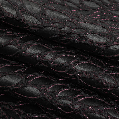 Black and Glistening Grape Luxury Abstract Metallic Brocade - Folded