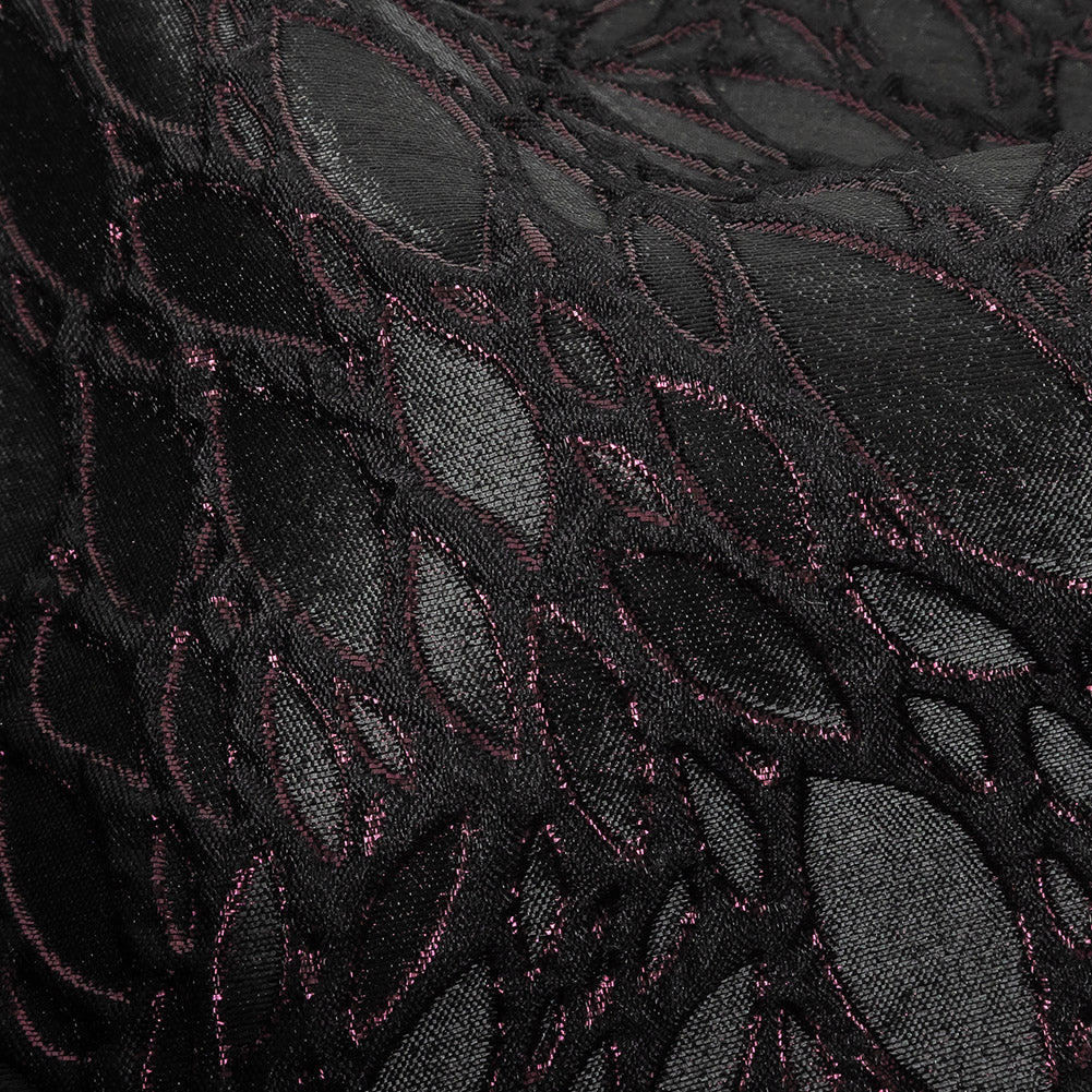 Black and Glistening Grape Luxury Abstract Metallic Brocade - Detail