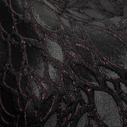 Black and Glistening Grape Luxury Abstract Metallic Brocade - Detail