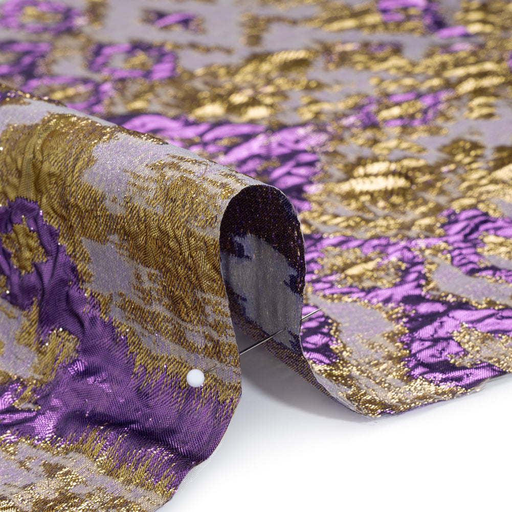Purple and Gold Luxury Geometric Metallic Brocade Detail