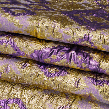 Purple and Gold Luxury Geometric Metallic Brocade Folded