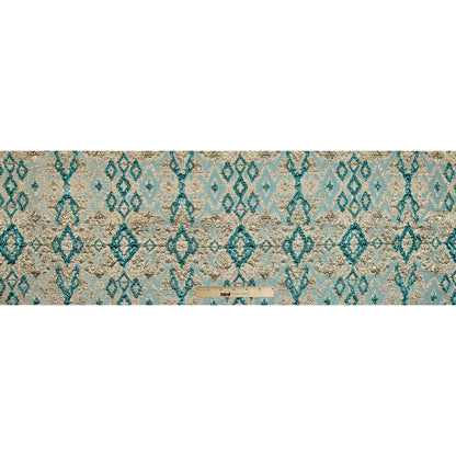 Teal and Gold Luxury Geometric Metallic Brocade - Folded