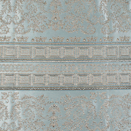 Pale Blue and Gold Luxury Classical Metallic Brocade