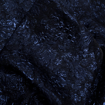 Navy and Royal Blue Luxury Floral Metallic Brocade Detail
