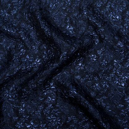 Navy and Royal Blue Luxury Floral Metallic Brocade