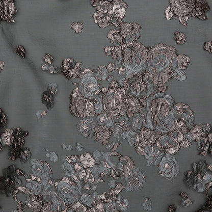 Black and Metallic Pink Luxury Floral Burnout Brocade