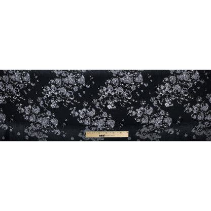 Black and Metallic Silver Luxury Floral Burnout Brocade Folded