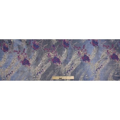 Blue, Magenta and Gold Luxury Abstract Metallic Brocade Folded