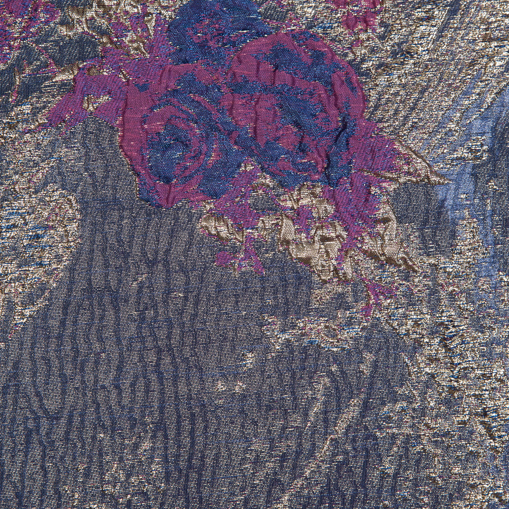 Blue, Magenta and Gold Luxury Abstract Metallic Brocade Full