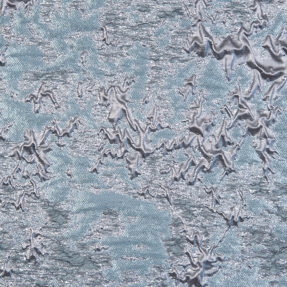 Aqua and Rose Gold Luxury Abstract Metallic Brocade - Detail