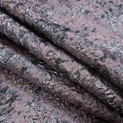 Pink and Gunmetal Luxury Abstract Metallic Brocade - Detail