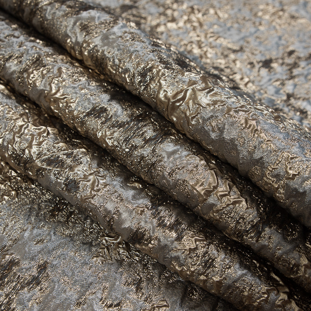 Gray and Gold Luxury Abstract Metallic Brocade - Detail