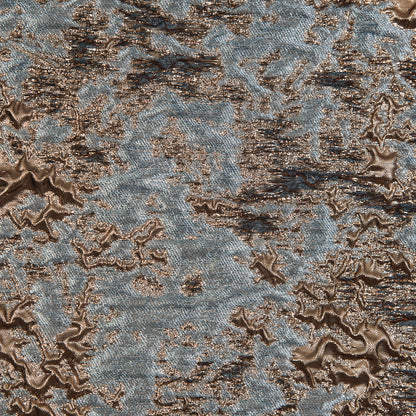 Stone Blue and Antique Gold Luxury Abstract Metallic Brocade Full