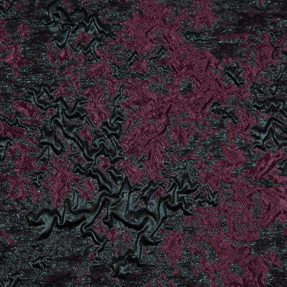 Bordeaux and Forest Luxury Abstract Metallic Brocade Full