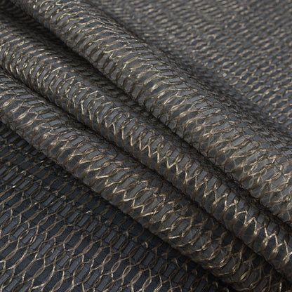Metallic Gold and Gray Luxury Embroidered Organza Brocade - Detail