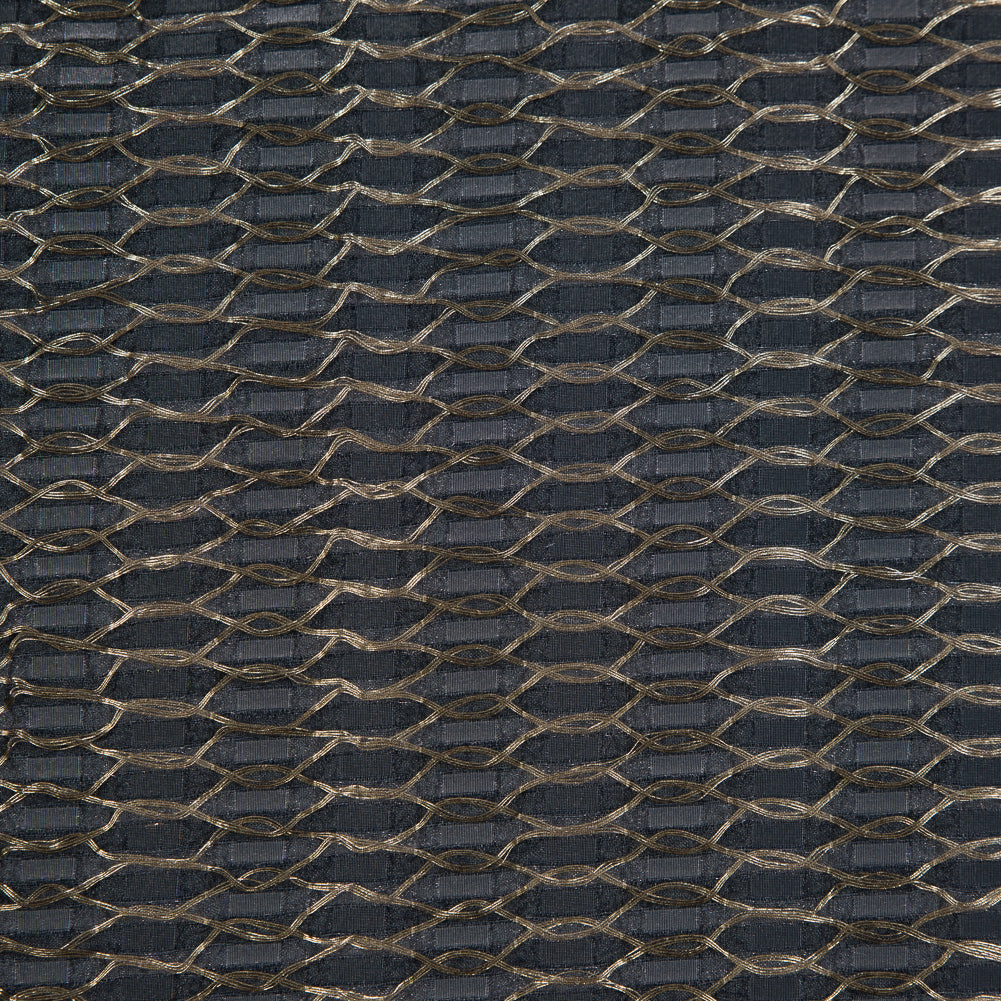 Metallic Gold and Gray Luxury Embroidered Organza Brocade - Full