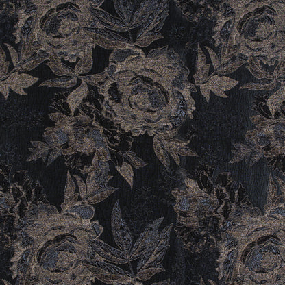 Black and Antique Gold Luxury Floral Metallic Brocade