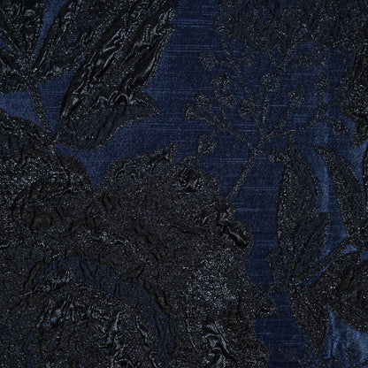 Blue and Black Luxury Floral Metallic Brocade - Full