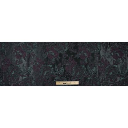 Aubergine and Forest Green Luxury Floral Metallic Brocade Folded