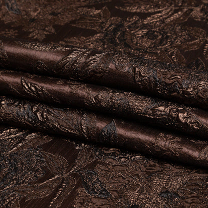 Brown Luxury Floral Metallic Brocade - Folded