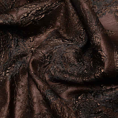 Brown Luxury Floral Metallic Brocade - Detail