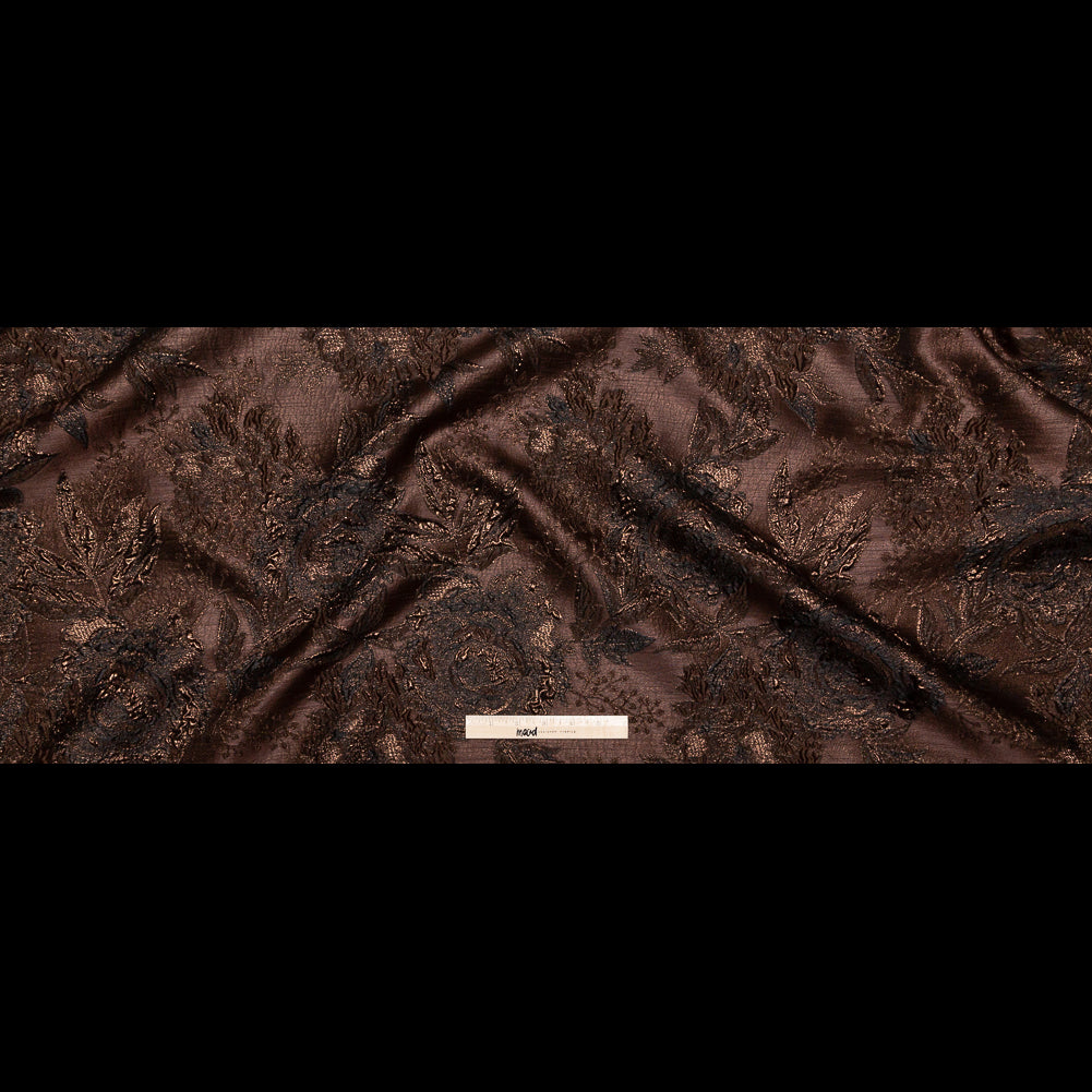 Brown Luxury Floral Metallic Brocade - Full