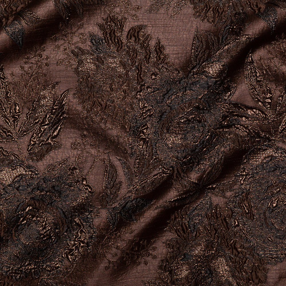 Brown Luxury Floral Metallic Brocade